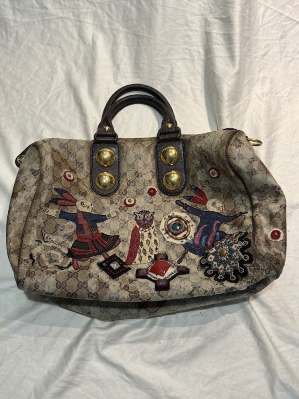 Gucci Babouska Fable Boston Bag GG Crystal Canvas Applique Fall Winter 2008